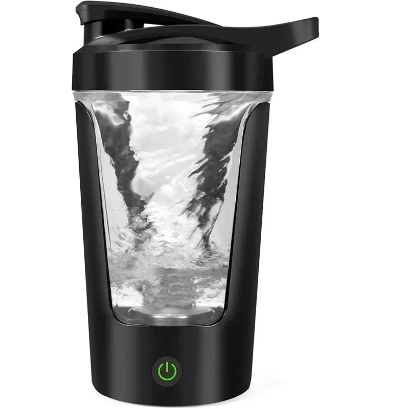 Portable Electric Protein Shaker Bottle 450ML Self-Mixing Blender Cup Black-0