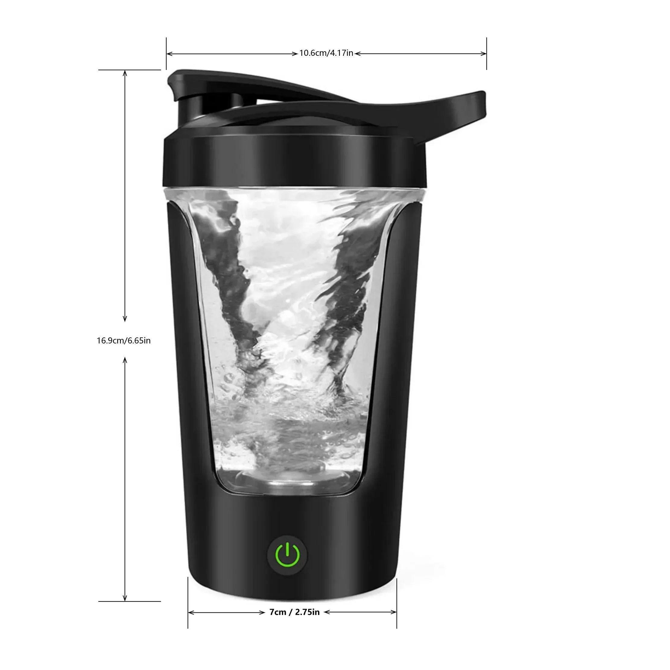 Portable Electric Protein Shaker Bottle 450ML Self-Mixing Blender Cup Black-1