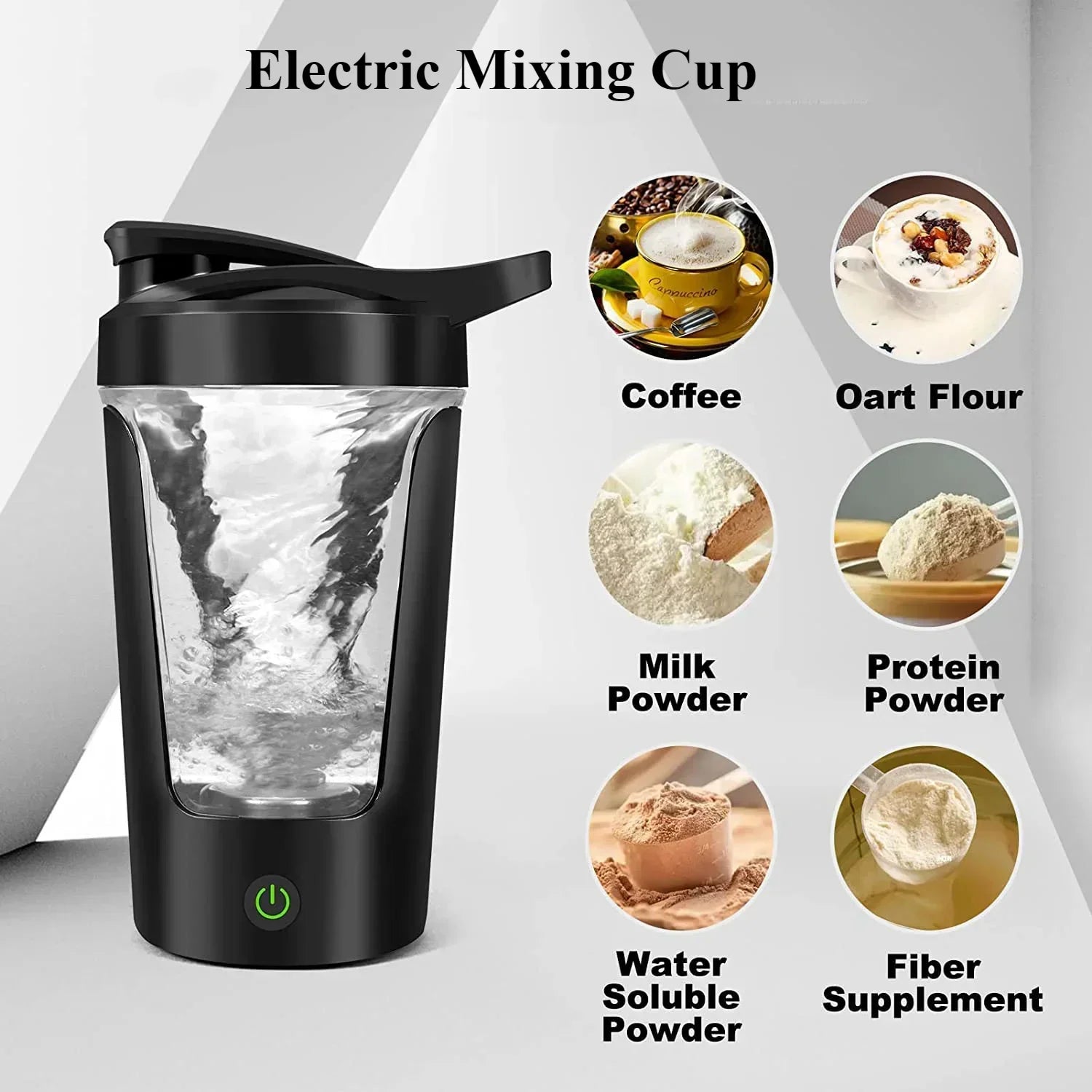 Portable Electric Protein Shaker Bottle 450ML Self-Mixing Blender Cup Black-2
