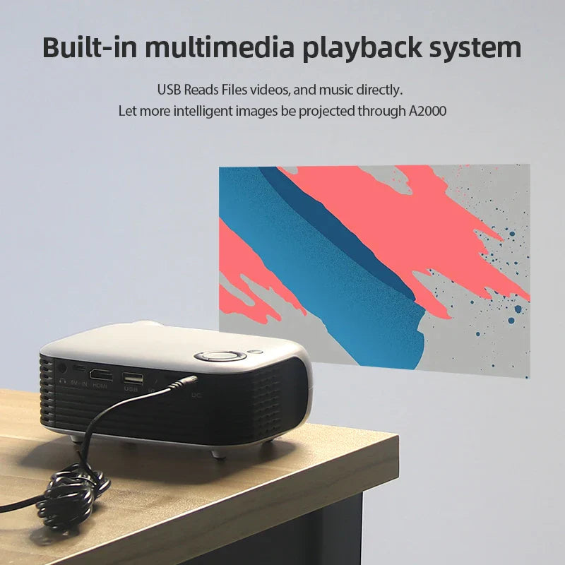 NNEOBA Mini Portable LED Projector White-2